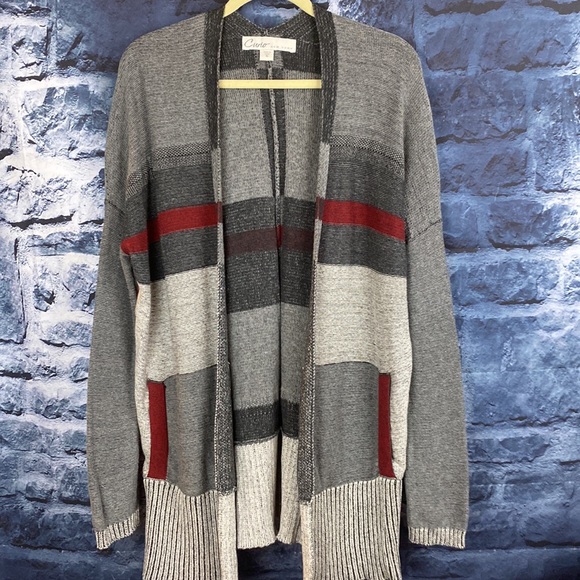 Plaid Drop Shoulder Longline Open Cardigan - Picture 8 of 8